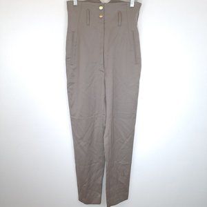 Vivienne Westwood Wool Taupe High Rise Pants Trousers With Gold Buttons